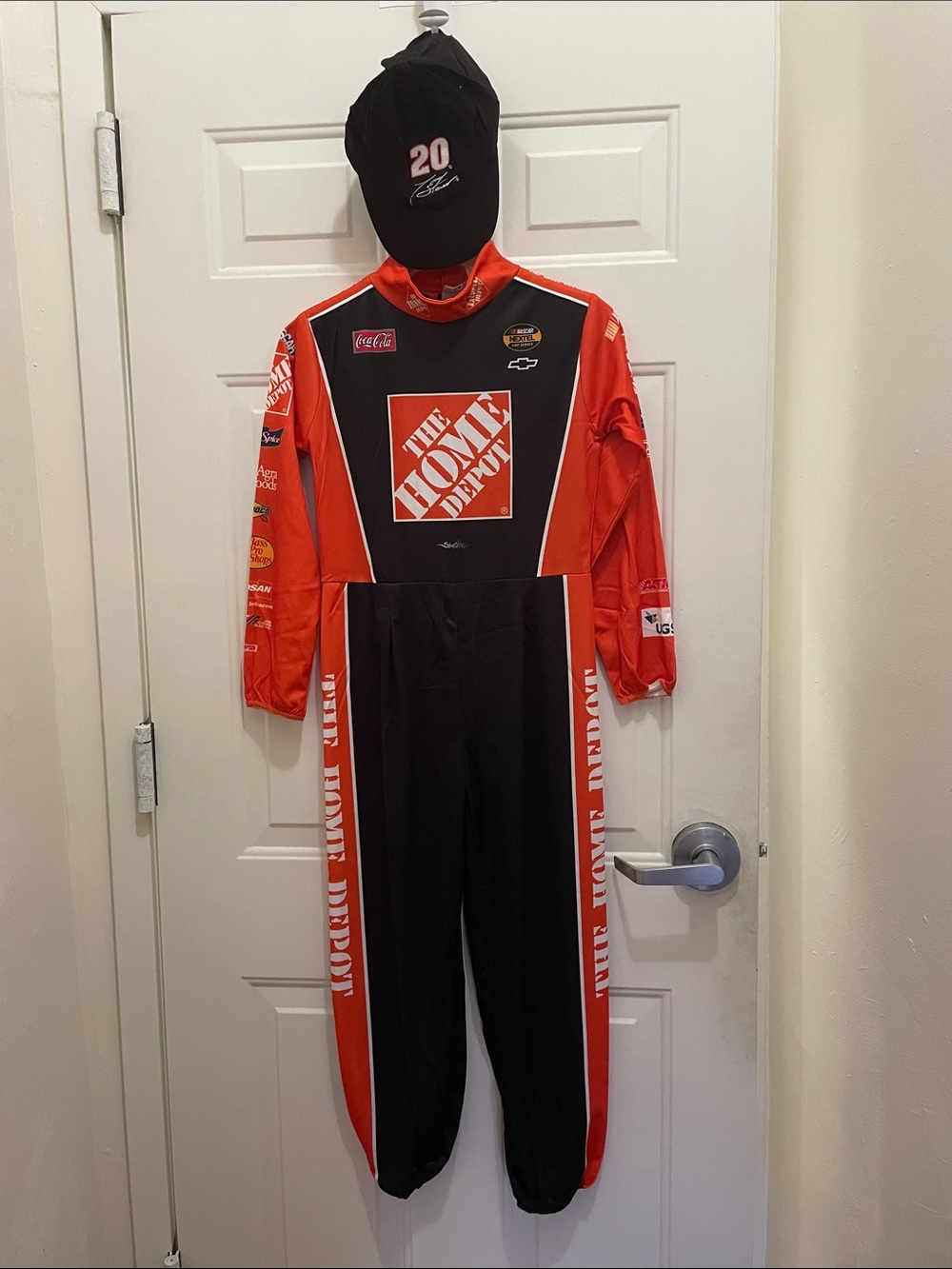 The Home Depot Halloween Racing Suit - Orange & Black with cap; Size L